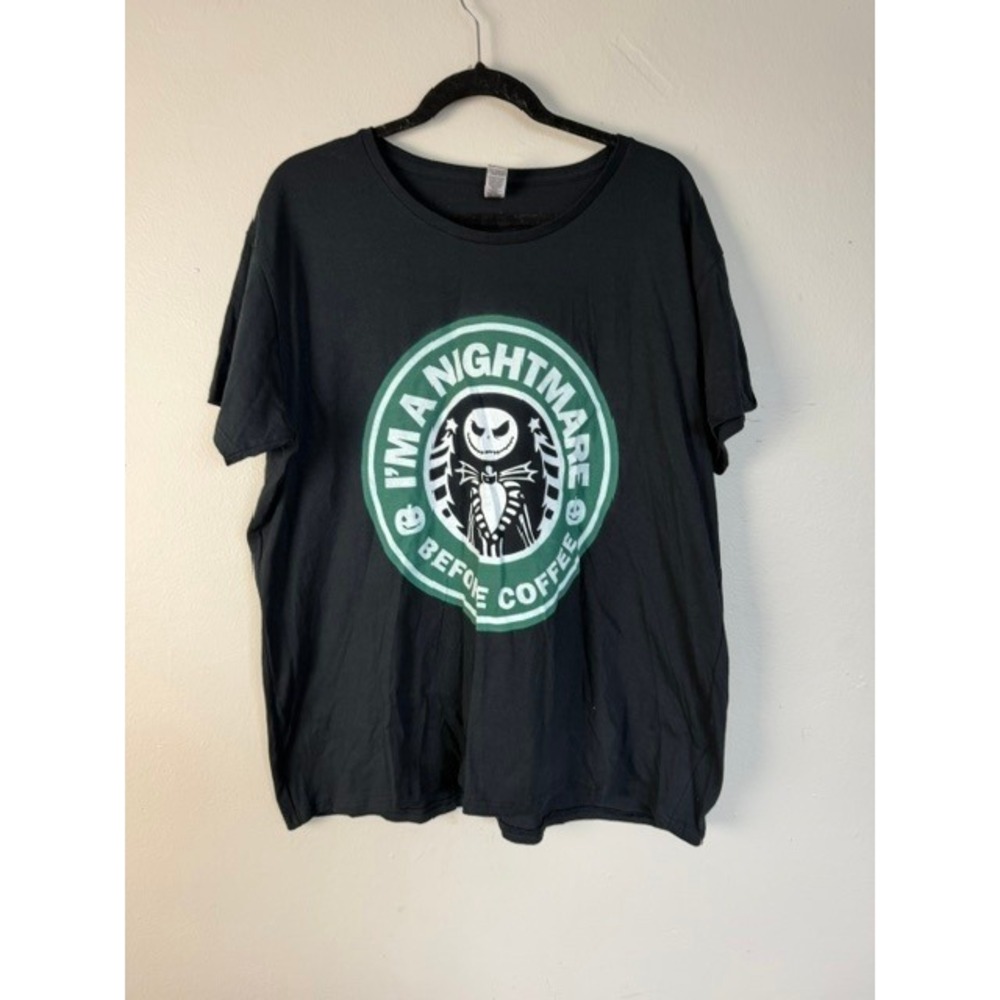 Gildan Jack Skellington Nightmare Before Coffee Graphic T-Shirt Black 3XL